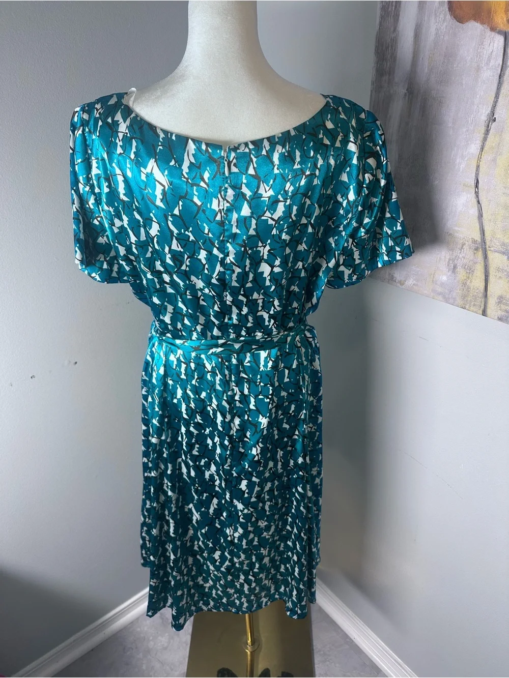 Alex Marie Teal Floral High-Low Midi Dress